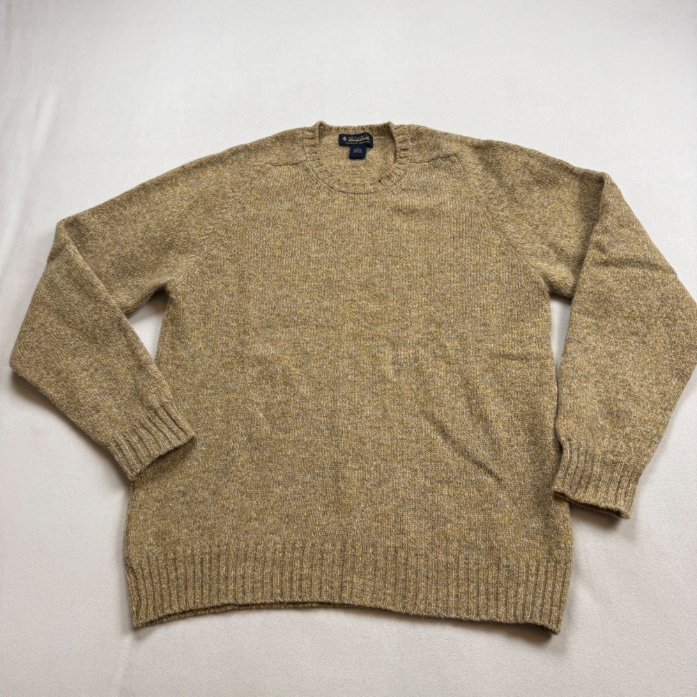 VTG Brooks Brothers Authentic Shetland Wool Sweater Mens M Tan Made in Scotland